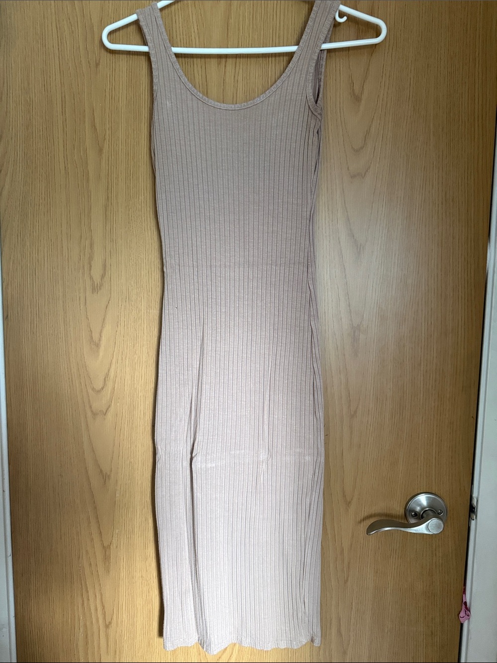 Sleeveless Rib Knit Bodycon Dress - color nude